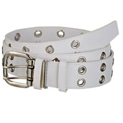 White Leather Eyelet Belt